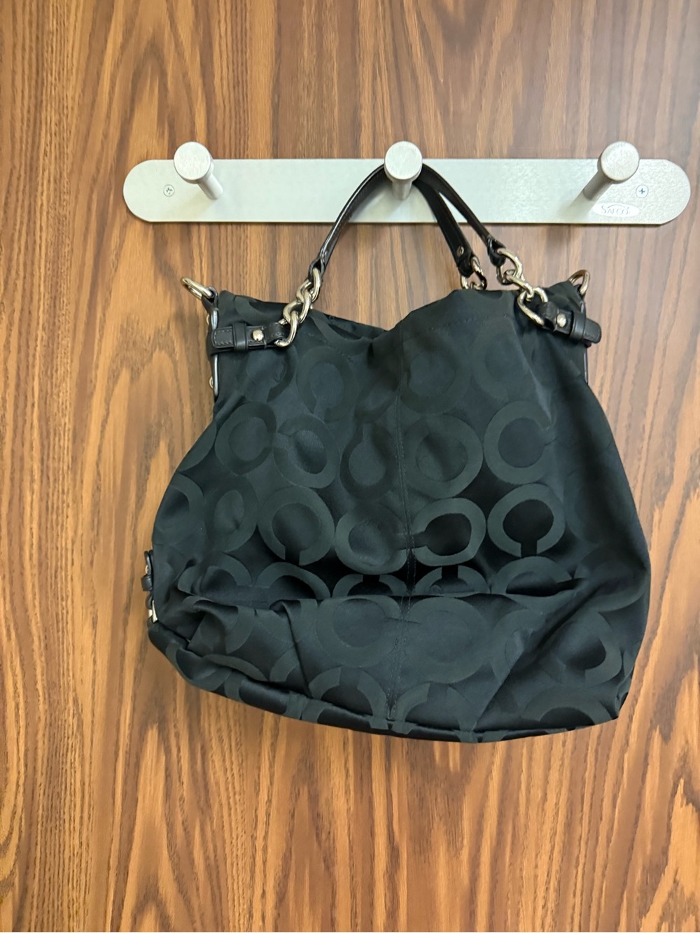 Coach Black Signature Jacquard Chain-Handle Hobo